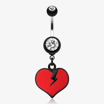 Broken Heart Belly Button Ring-Red